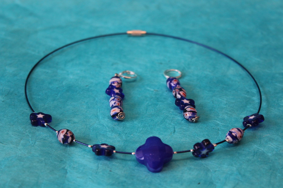 Parure-Collier-Boucle dOreille-Perles en Verre OutreMer