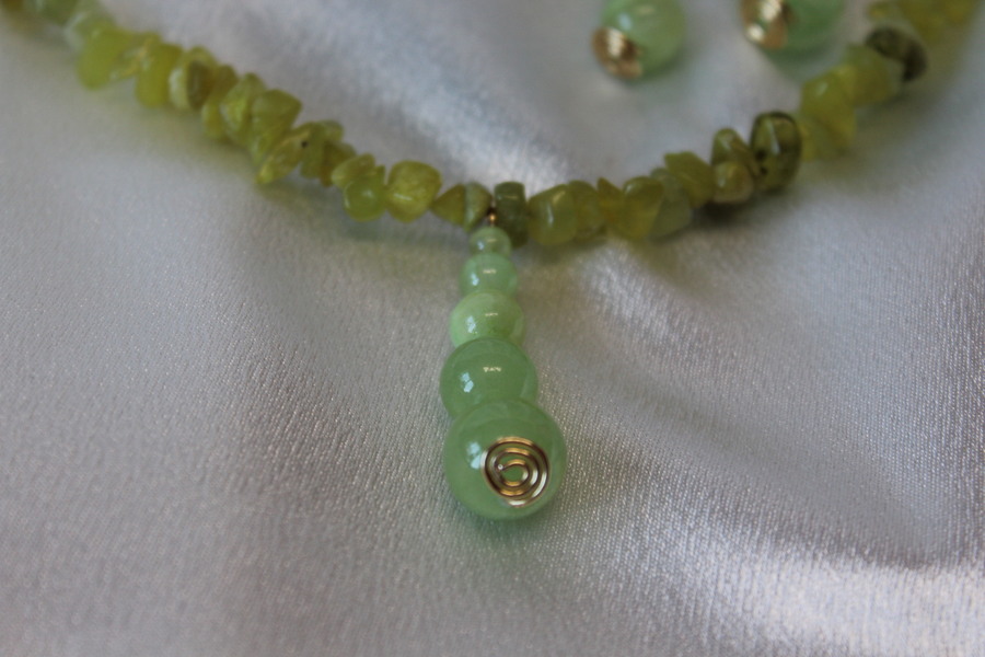 Parure-Collier-Bracelet-Boucle dOreille-Perles de Fluorine Verte Véritable (2)