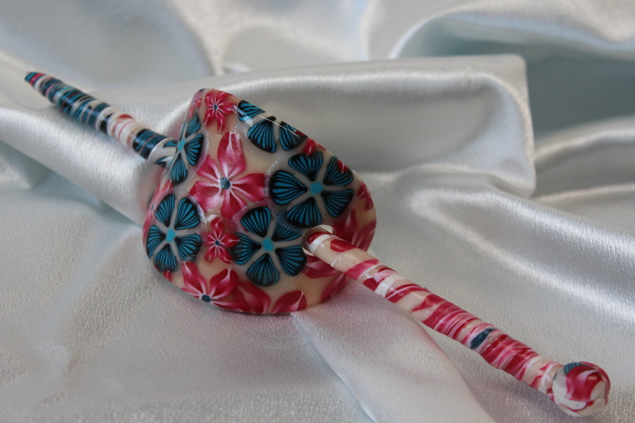 Barette-Chignon-Polymere-Fleurs-Rose-Turquoise (7)