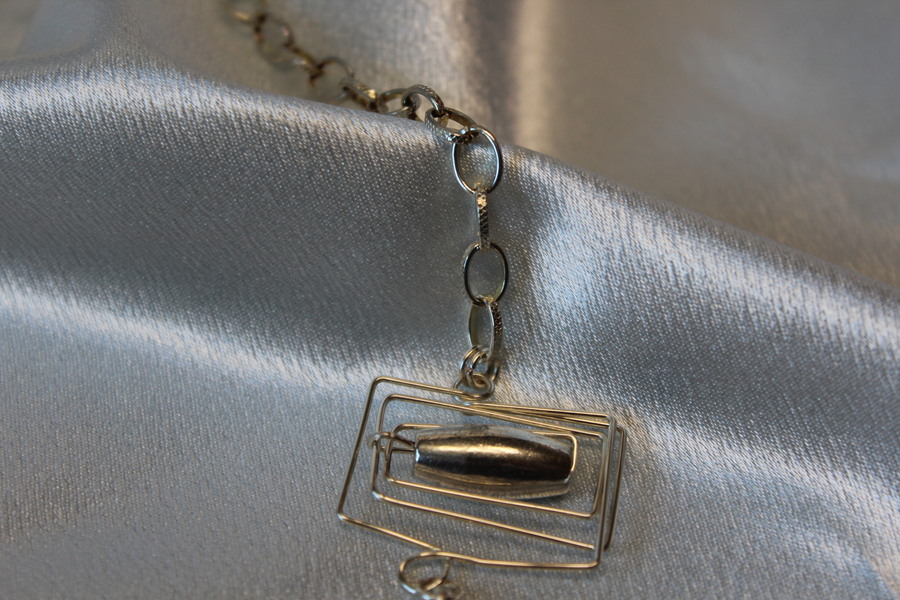 Collier Chaine Argenté, Connecteur en Fil de Cuivre Argenté etr Perle Métal Argenté (3)