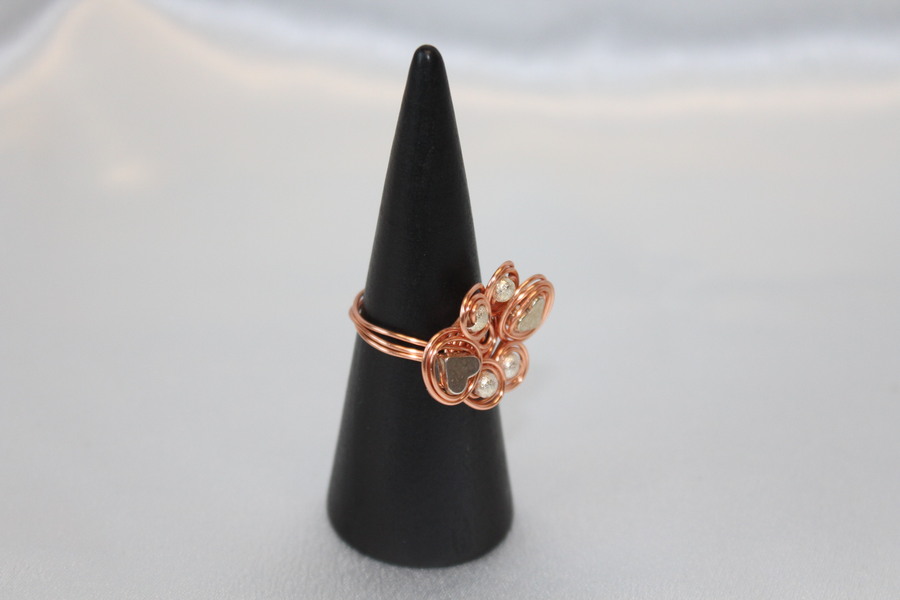 Bague Fil de Cuivre Cuivré et Perles Métallique (3)