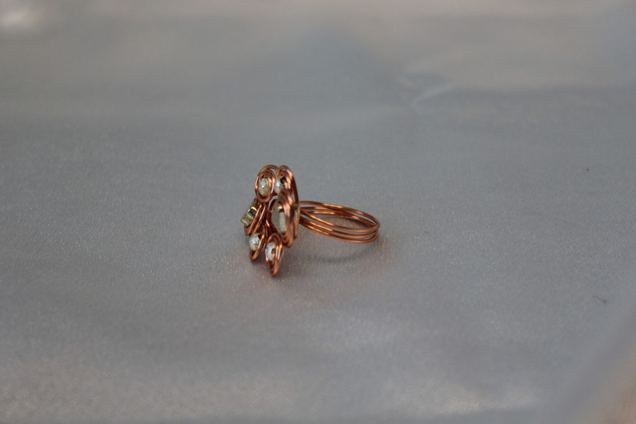 Bague Fil de Cuivre Cuivré et Perles Métallique (2)