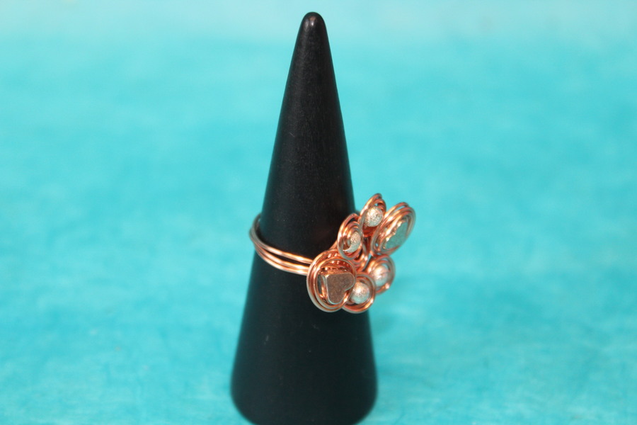 Bague Fil de Cuivre Cuivré et Perles Métallique (6)