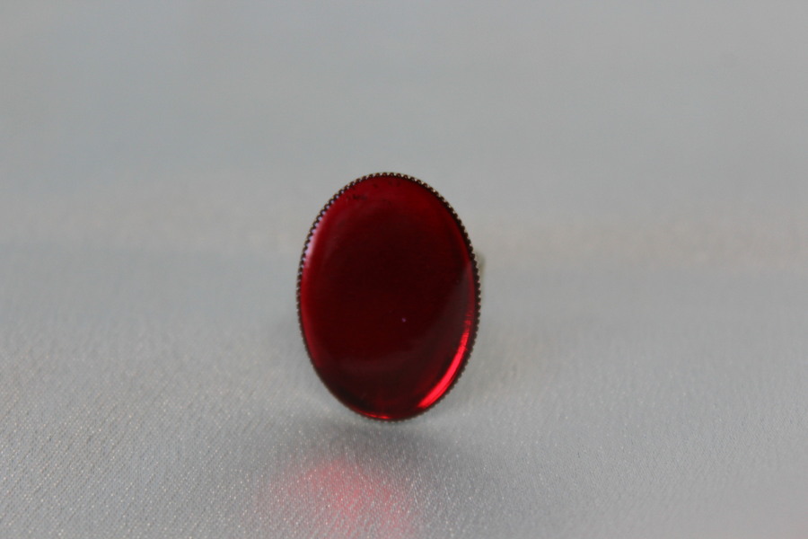 Bague Support Acier Inoxydable et Résine Rouge (6)