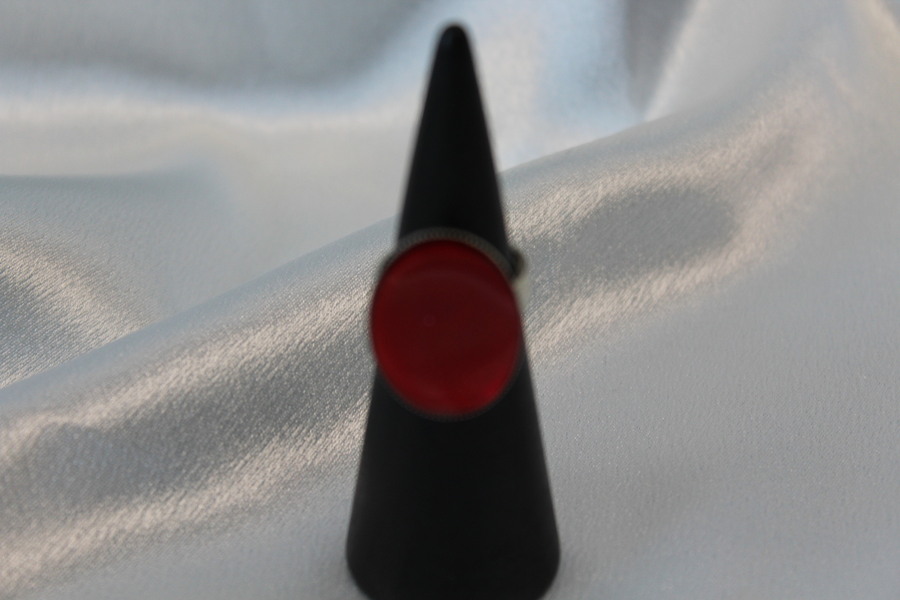 Bague Support Acier Inoxydable et Résine Rouge (5)