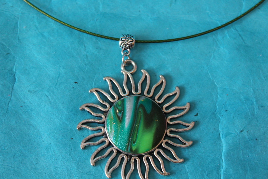 Collier Filin, Support Soleil et Polymère Divers Tons Verts (2)