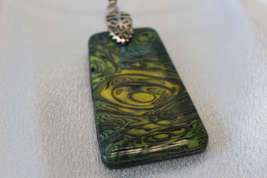 Collier Filin et Pendentif Trapèze Marbré Or et Vert (3)