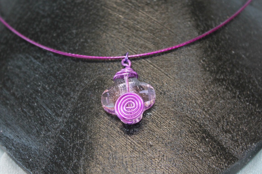 Collier Filin et Trefle Violet (3)