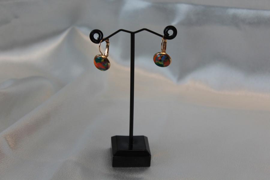Boucle dOreille Support Dormeuse  et Pâte polymère Couleurs Vives