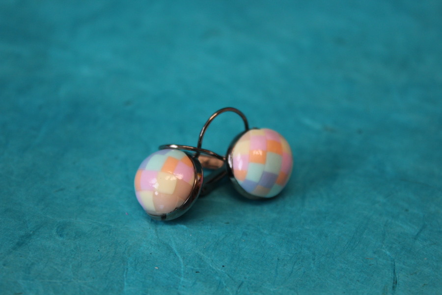 Boucle dOreille Support Dormeuse  et Pâte polymère Couleur pastelle (3)