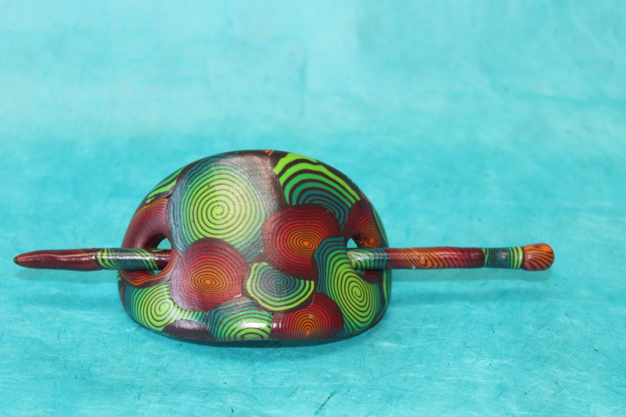 Barette-Cgignon-Polymere-Spirales-Multicolor