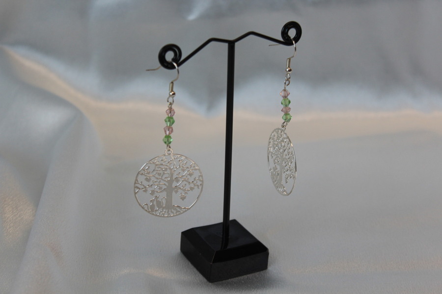 Boucle dOreille Pendent Perles Toupies et Arbre de Vie (2)