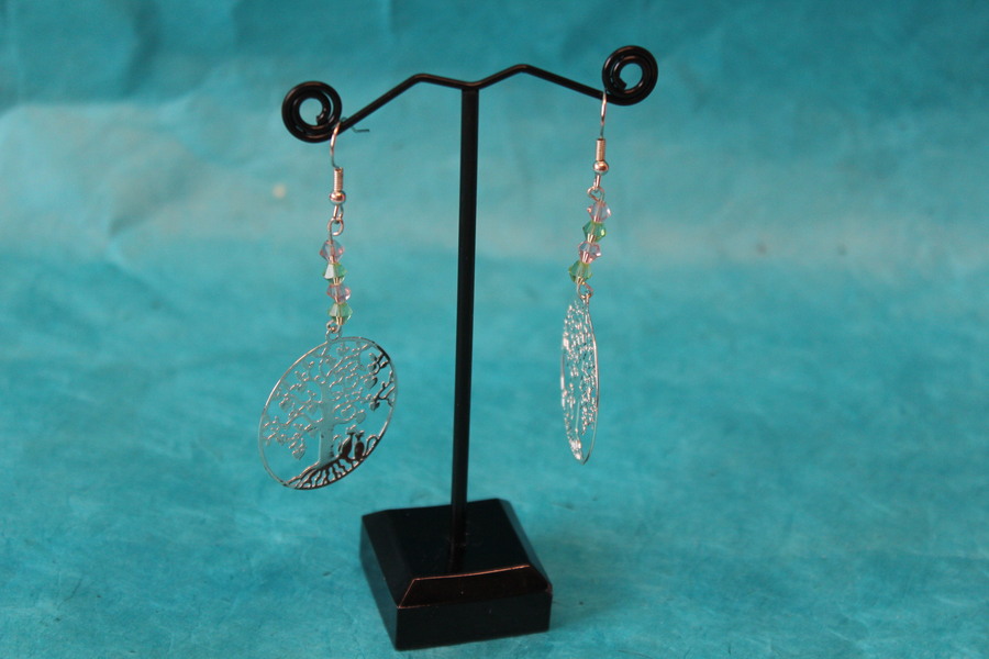 Boucle dOreille Pendent Perles Toupies et Arbre de Vie (4)