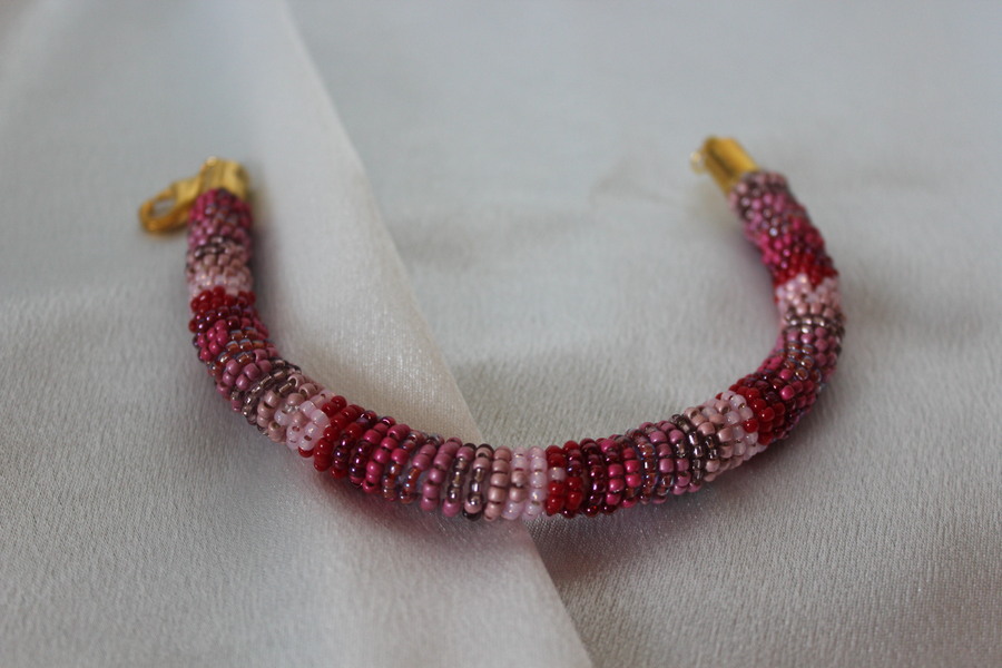 Parure Perles Rocailles-Couleurs Divers Tons de Roses (6)