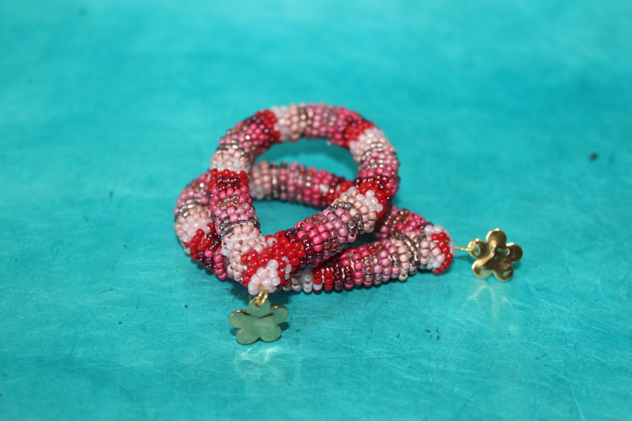 Parure Perles Rocailles-Couleurs Divers Tons de Roses (12)