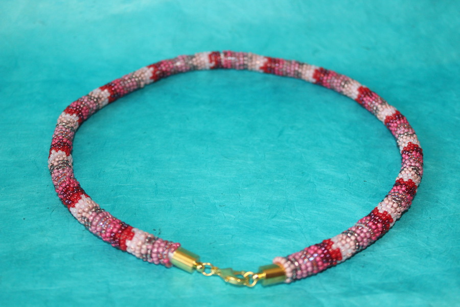 Parure Perles Rocailles-Couleurs Divers Tons de Roses (14)