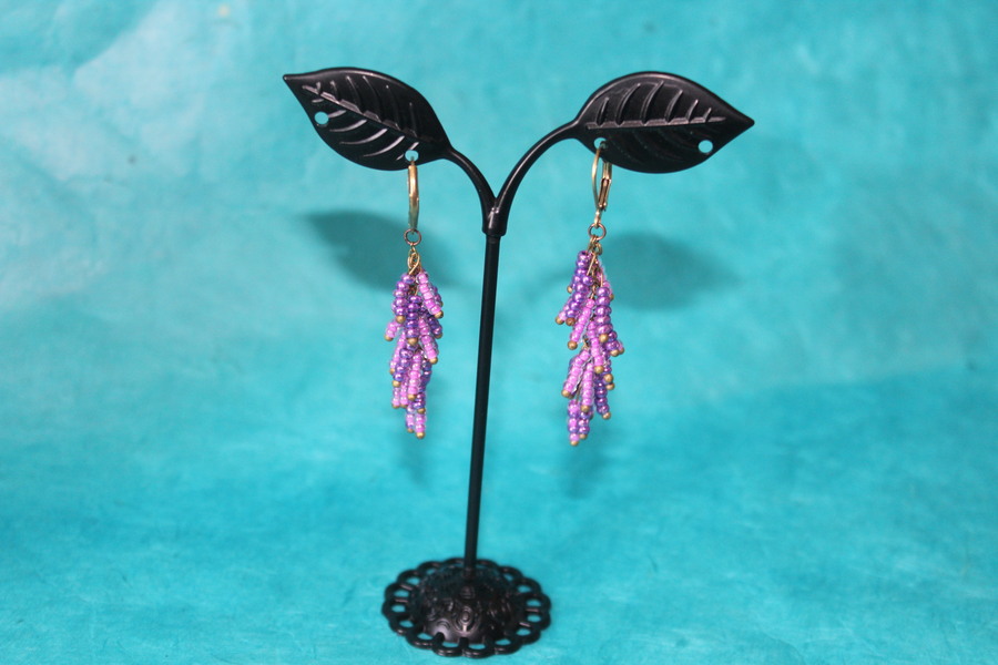 Parure Perles Rocailles-Couleurs Rose et Violette (7)