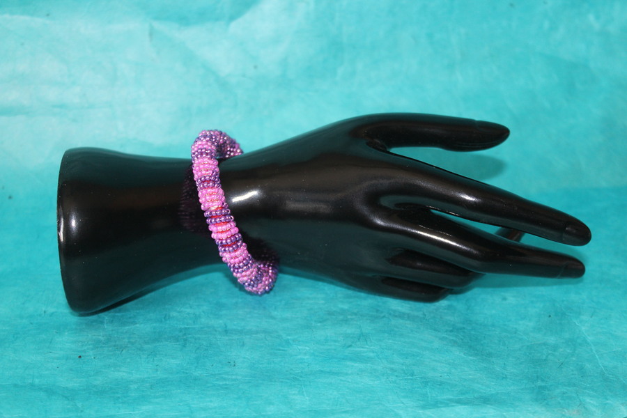 Parure Perles Rocailles-Couleurs Rose et Violette (9)