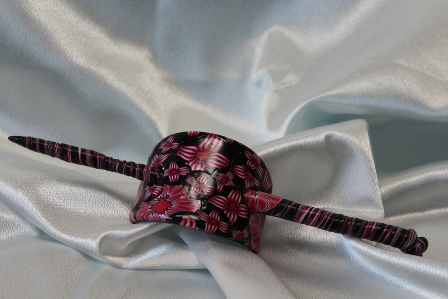 Barette-Chignon-Polymere-Fleur-Rose-Blanche