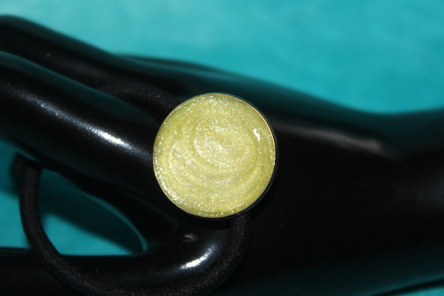 Elastique à Cheveux-Resine UV Pailletée- Jaune Citron (5)