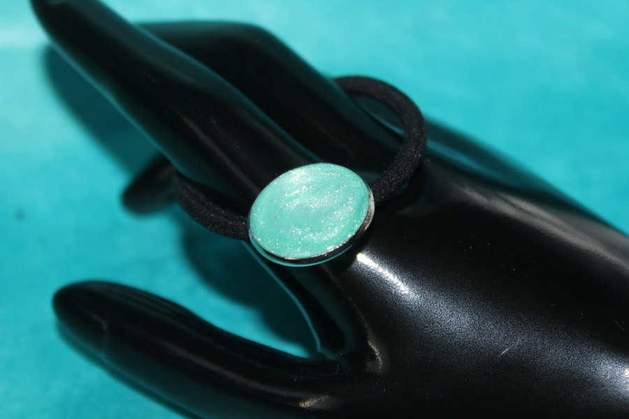 Elastique à Cheveux-Resine UV Pailletée- Vert dEau (7)