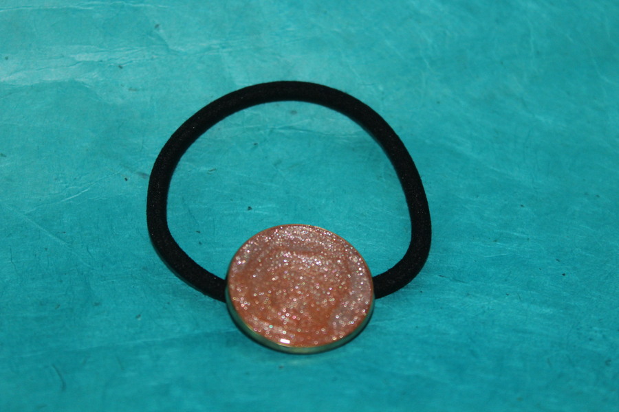 Elastique à Cheveux-Resine UV Pailletée- Abricot