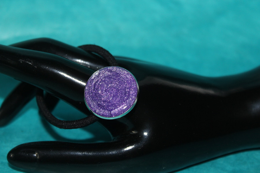 Elastique à Cheveux-Resine UV Pailletée- Violette (4)