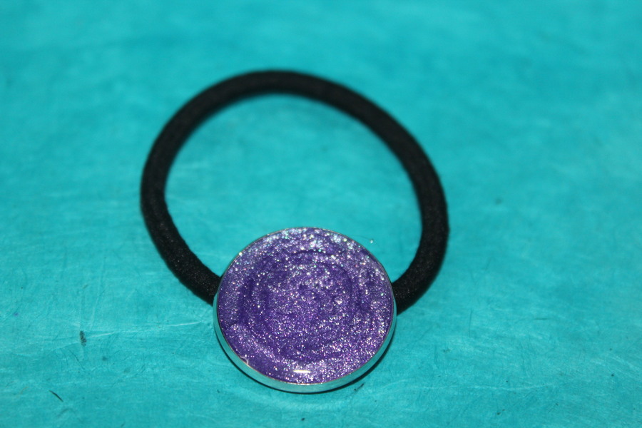 Elastique à Cheveux-Resine UV Pailletée- Violette (6)
