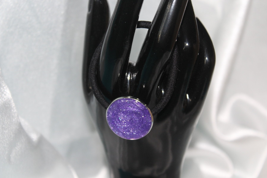 Elastique à Cheveux-Resine UV Pailletée- Violette (3)