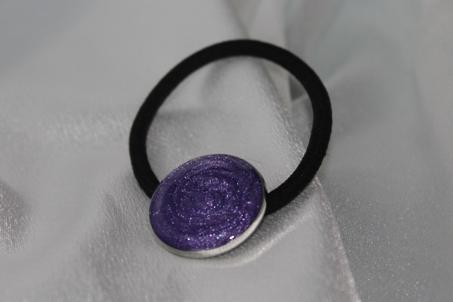 Elastique à Cheveux-Resine UV Pailletée- Violette