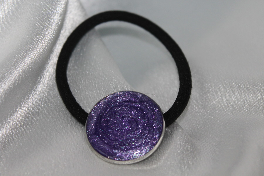 Elastique à Cheveux-Resine UV Pailletée- Violette (2)