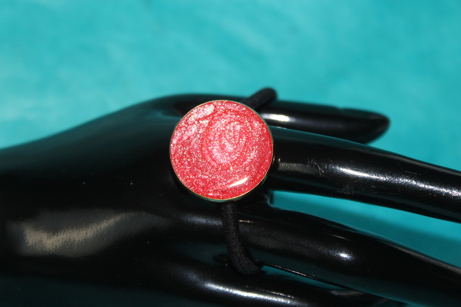 Elastique à Cheveux-Resine UV Pailletée- Rouge (4)