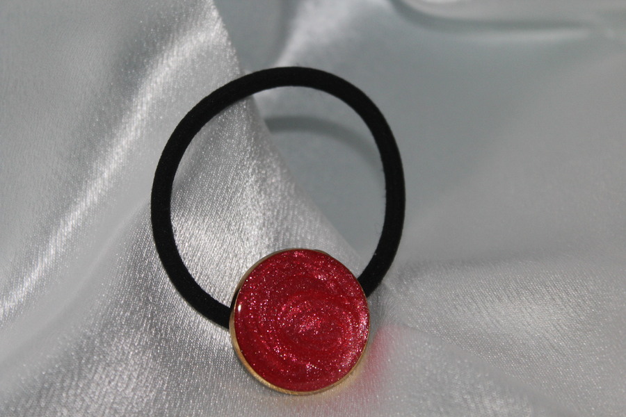 Elastique à Cheveux-Resine UV Pailletée- Rouge (7)