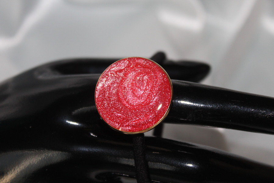 Elastique à Cheveux-Resine UV Pailletée- Rouge (5)