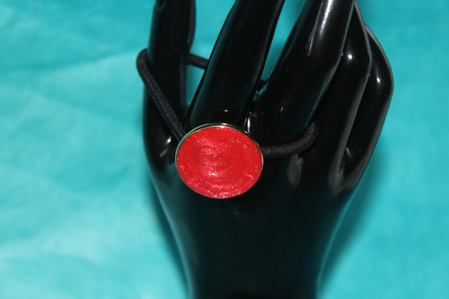 Elastique à Cheveux-Resine UV Pailletée- Rouge (3)