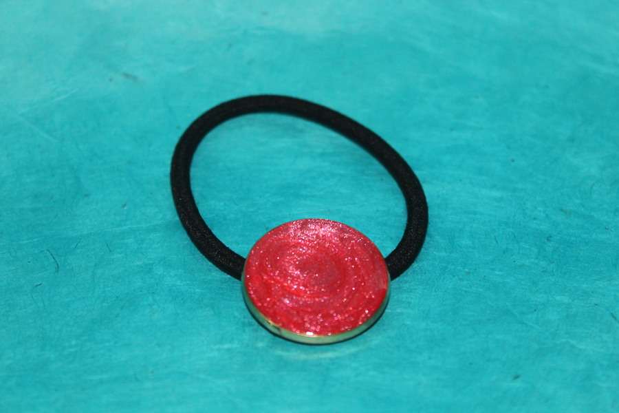 Elastique à Cheveux-Resine UV Pailletée- Rouge