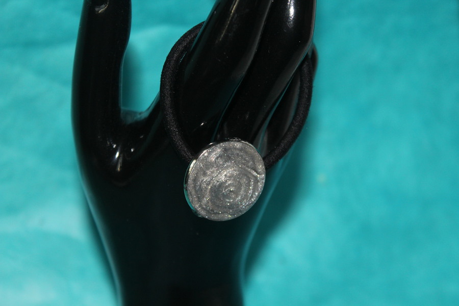 Elastique à Cheveux-Resine UV Pailletée- Gris Argenté (5)