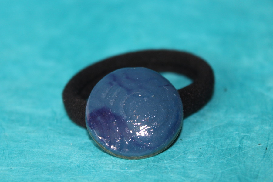 ChouChou-Pâte Polymère Bleu-Décalcomanie Marbré-Support Bronze (4)