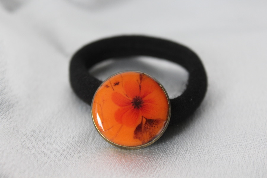 ChouChou-Pâte Polymère Orange-Décalcomanie Motif Fleurs