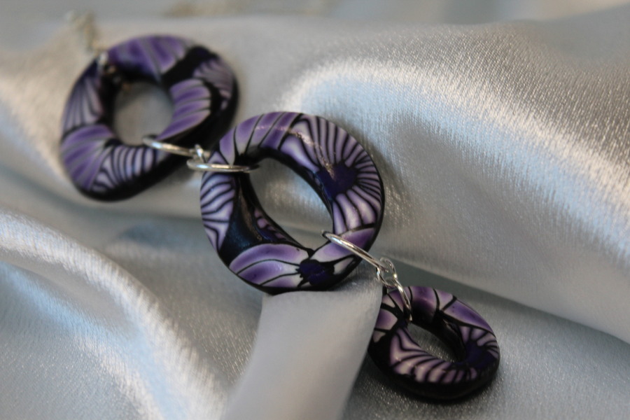 Collier-Chaine-Argente-Polymere-Fleur-Violette-Noir-5