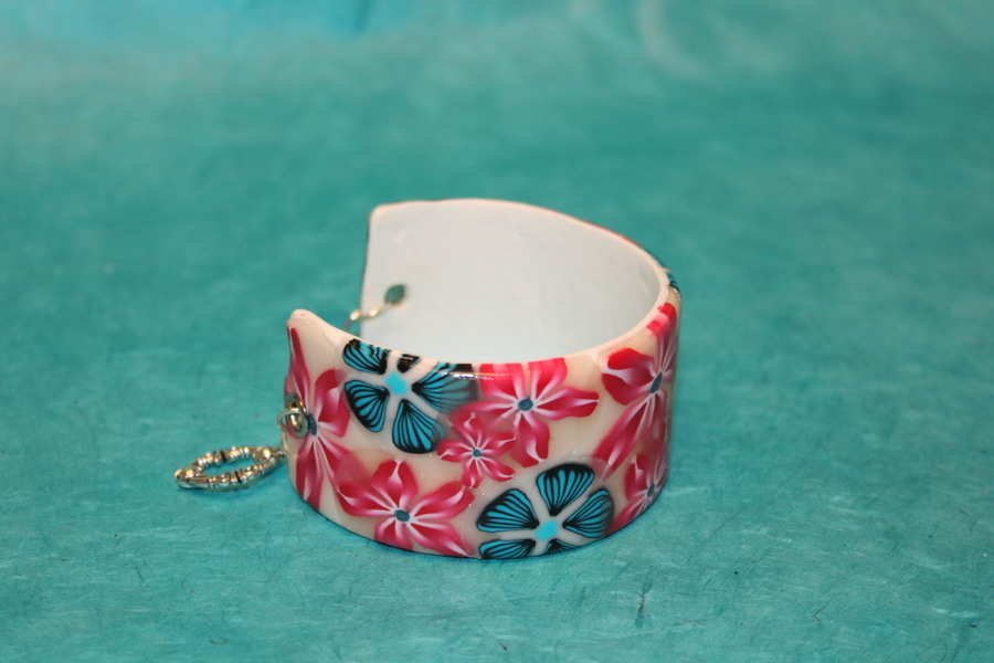 Bracelet-Polymere-fleurs-multicolore-2
