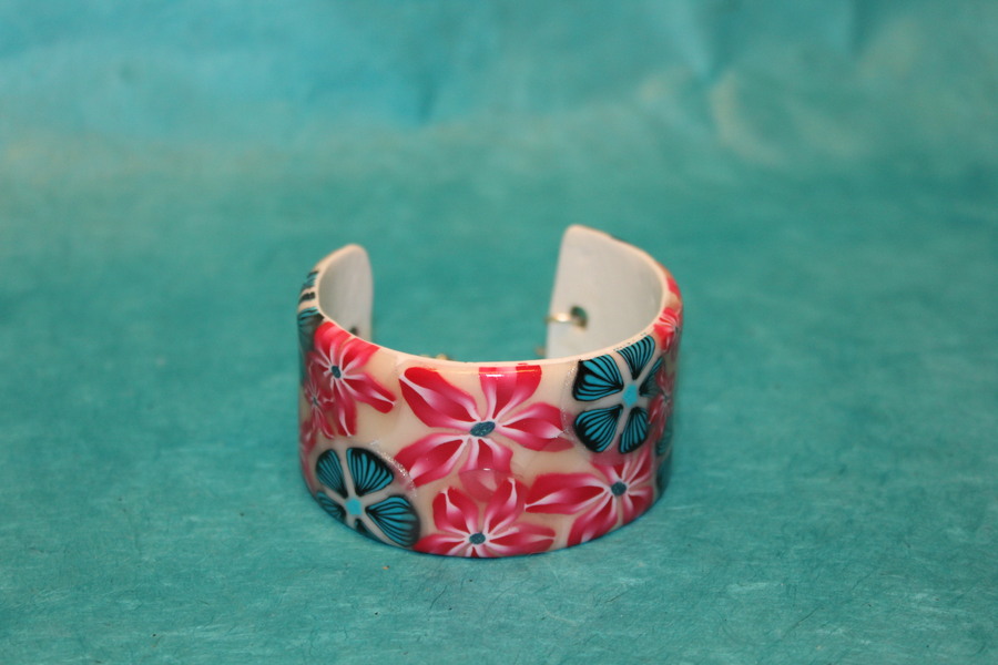 Bracelet-Polymere-fleurs-multicolore-3