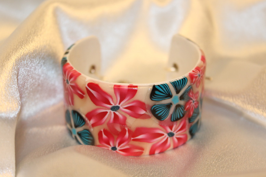 Bracelet-Polymere-fleurs-multicolore-7