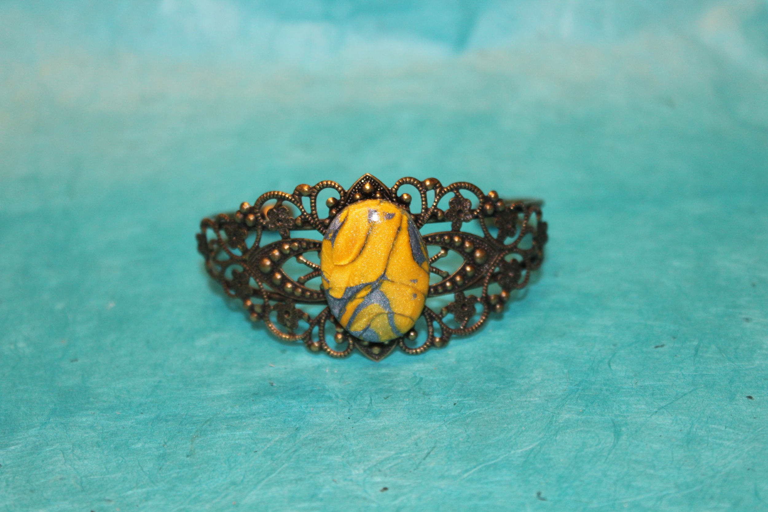 Bracelet-Reglable-Acier-Bronze-Cabochon-Polymere-Argent-Or-6