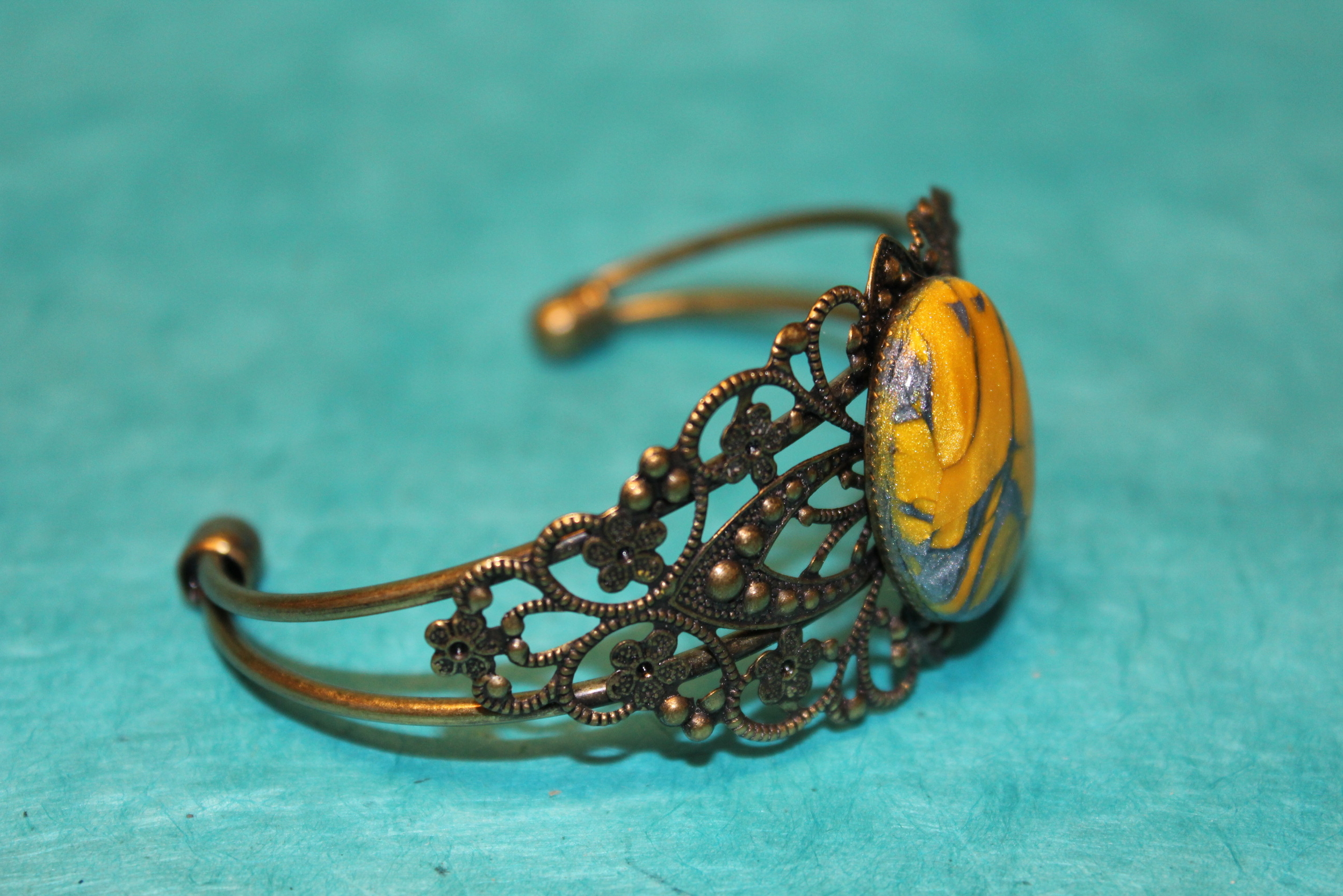 Bracelet-Reglable-Acier-Bronze-Cabochon-Polymere-Argent-Or-9