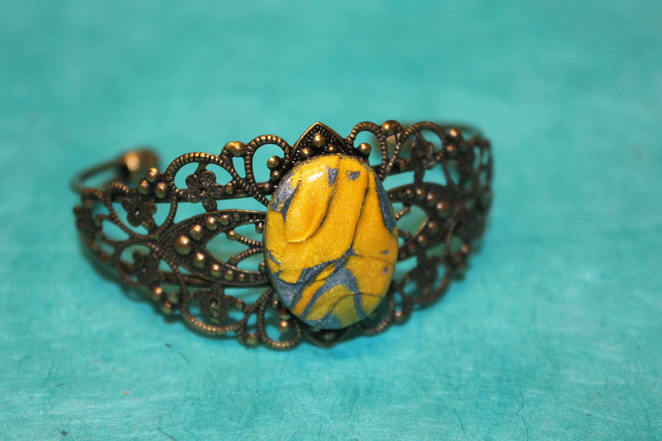 Bracelet-Reglable-Acier-Bronze-Cabochon-Polymere-Argent-Or-8