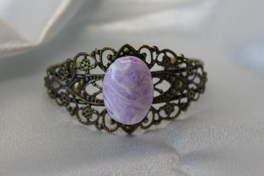 Bracelet-Reglable-Acier-Bronze-Cabochon-Polymere-Blanc-Parme-4
