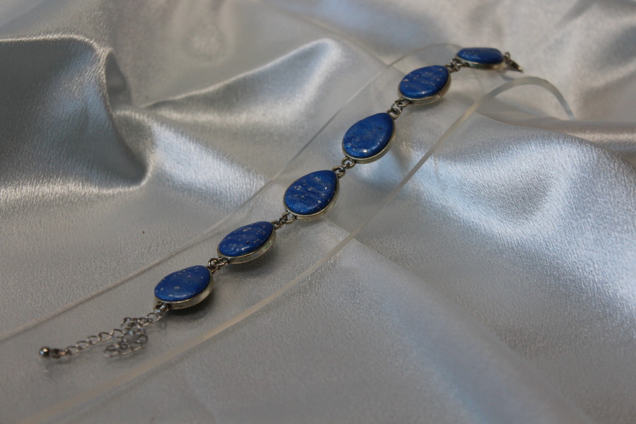Bracelet-Acier-Argente-Forme-Gouttes-Eau-Polymere-Bleu-Argente-3
