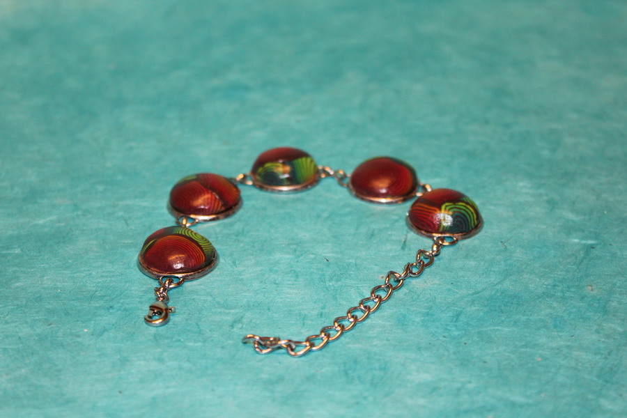 Bracelet-Acier-Argente-Cabochon-Rond-Polymere-Spirales-Multicolores-8