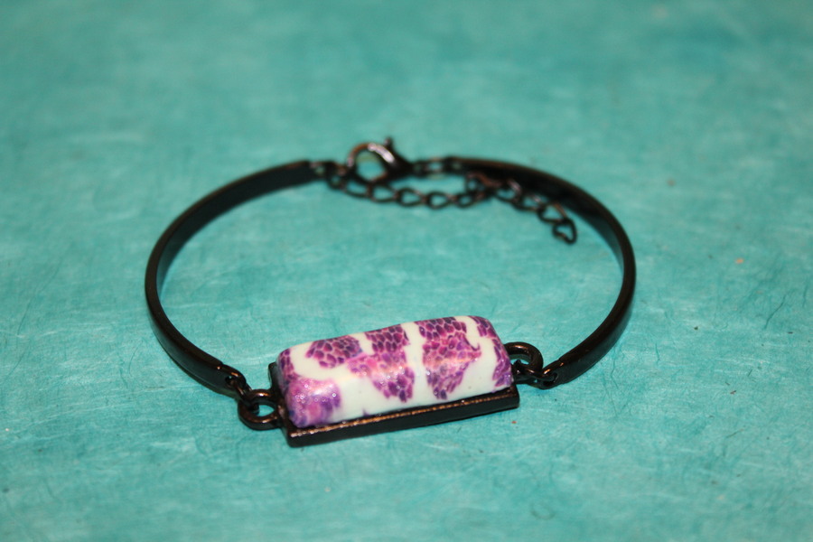 Bracelet-Acier-Noir-Cabochon-Rectangulaire-Polymere-Bleu-Violet-9